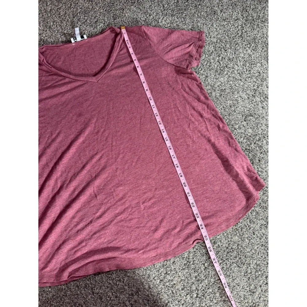 Jessica Simpson V-Neck Tee Women XL‎ Pink Heathered Short Sleeve Relaxed Soft